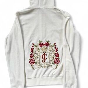 Juicy Couture White Velour Hoodie with Pink Logo Tag